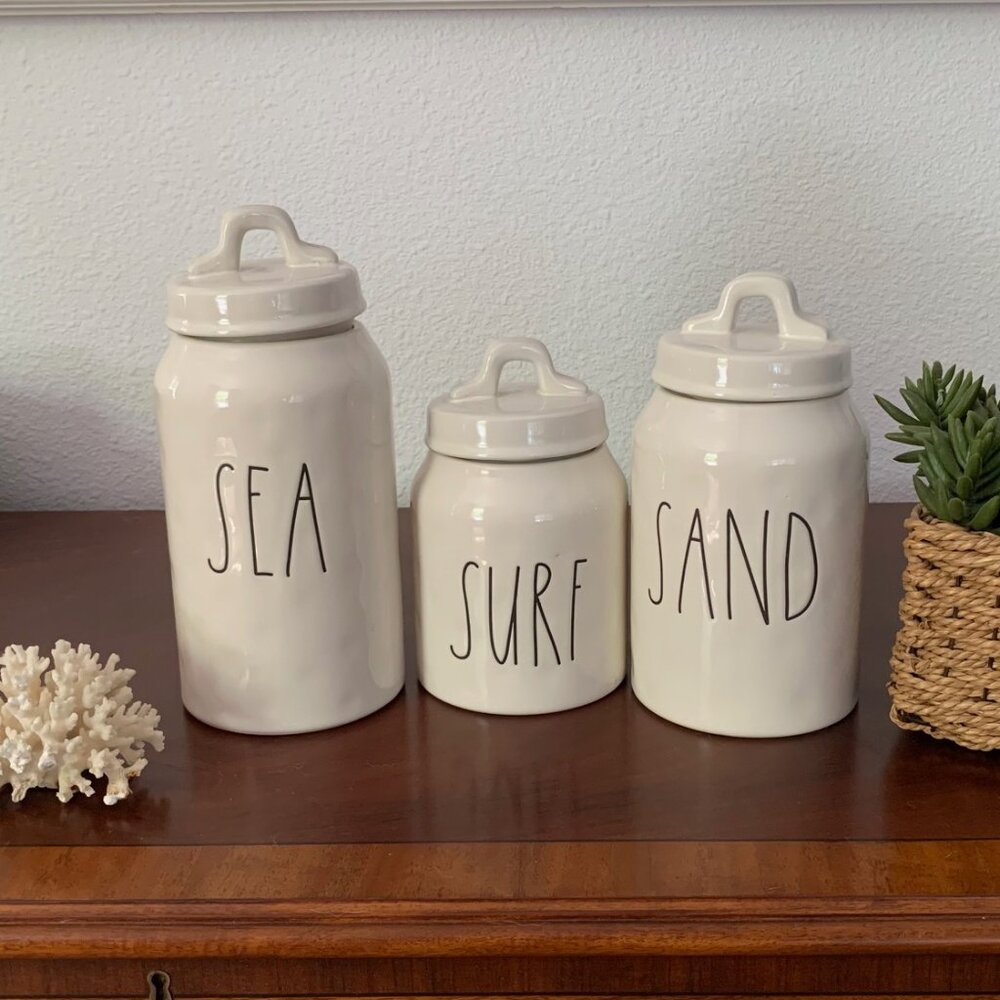 Rae Dunn Sea, Surf, Sand canister set of 3. Great for Beach House